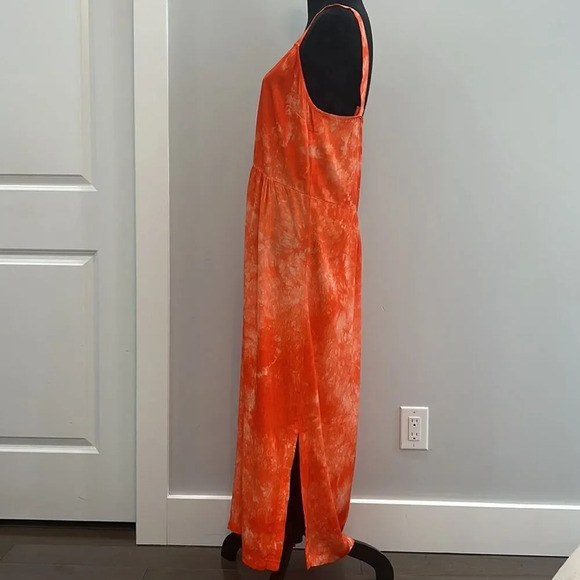 RAQUEL ALLEGRA Orange Tie-Dye V-Neck Midi Dress size 2 (Medium) - Picture 7 of 13